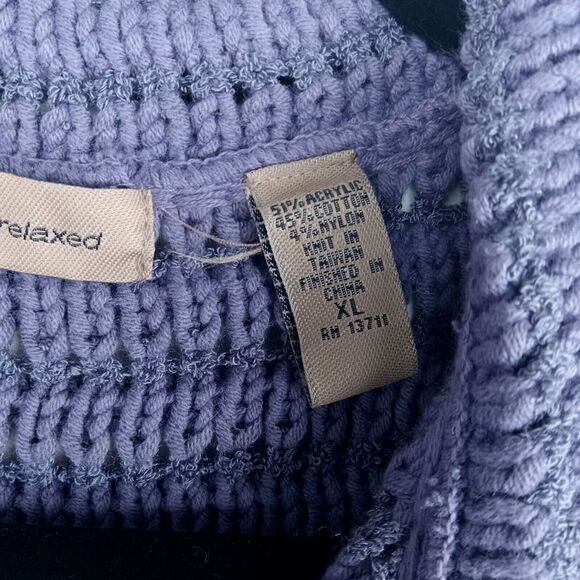 Cardigan Sweater Women's XL Lavender Purple One Button Chunky Knit Grandmacore - Picture 10 of 15